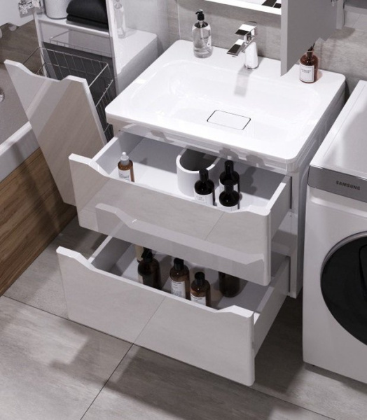 Тумба под раковину Style Line Марелла 60 Люкс Plus СС-00002405 белый глянец антискрейтч фото