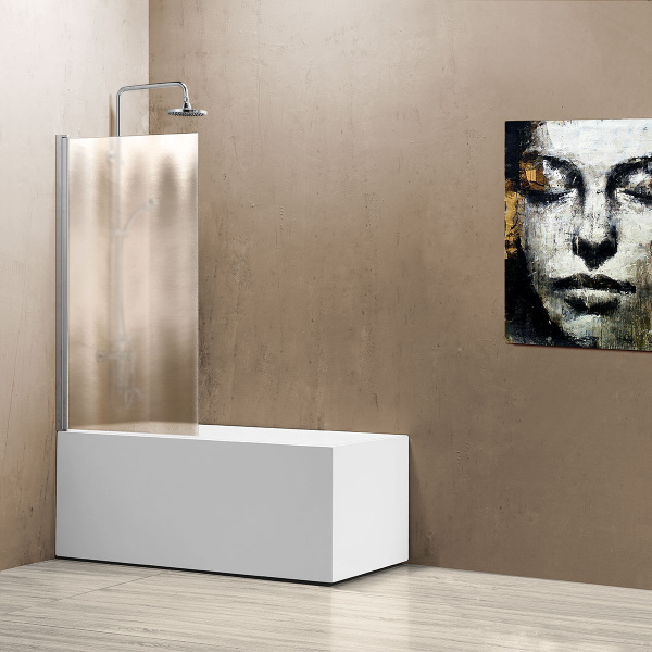 Шторка для ванны распашная Vincea VSB-11800CH 80 см шиншила матовое стекло фото