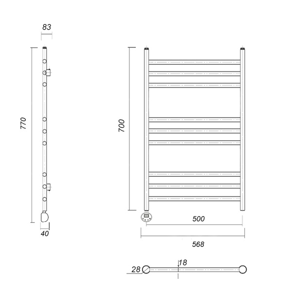 Полотенцесушитель электрический Domoterm Медея Медея П9 500х700 АБР EL фото