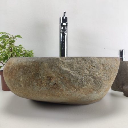 Накладная раковина из речного камня RS0956 (42*37*15) фото