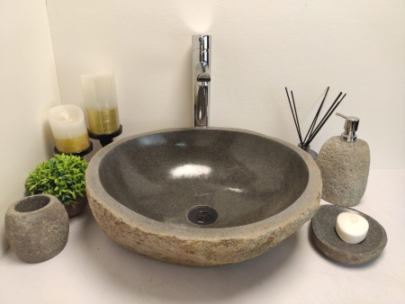 Накладная раковина из речного камня RSM0629 (45*41*15) фото