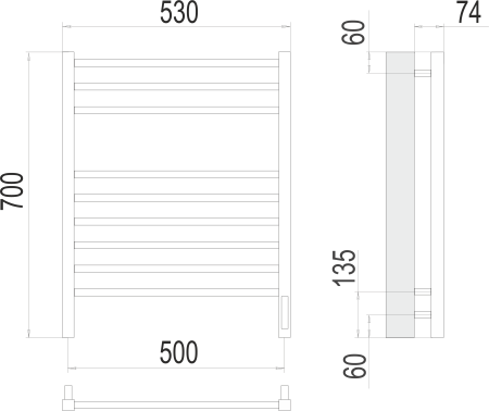 Полотенцесушитель электрический Terminus Сицилия П9 500х700 4670078526311 фото