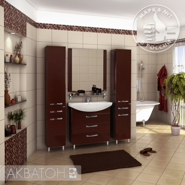 Тумба под раковину Акватон Ария 80 Н 1A141301AA430 тёмно-коричневая фото