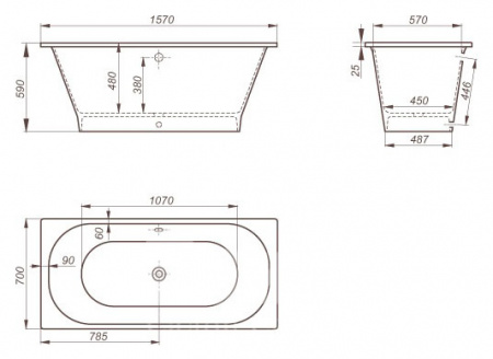 Ванна из литьевого мрамора Romance Collection Ambra 1570700590W 157x70 фото