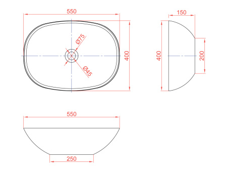 Накладная раковина Montebianco Loreto Cinque 400 12023 55x40 фото