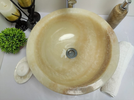 Накладная раковина из оникса Indo Bowl Yellow Small BO-00368 фото