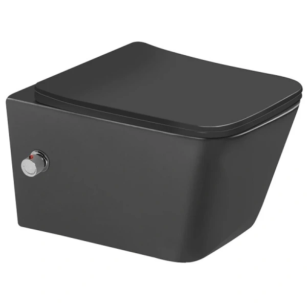 Унитаз подвесной с функцией биде SantiLine SL-5004MB-BD черный матовый фото