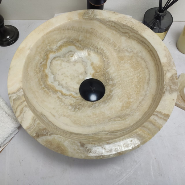 Накладная раковина из оникса Bowl Blitar Small BO-00610 (3cm) (35*35*12см) фото