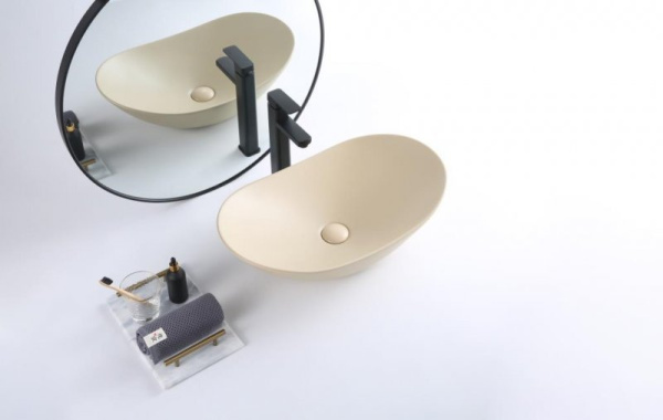 Накладная раковина BelBagno BB1404-H316 60x37 бежевая матовая фото