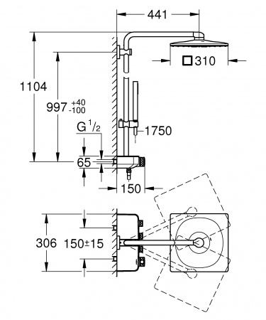 Душевая система (стойка) Grohe SmartControl Euphoria 26508000 фото