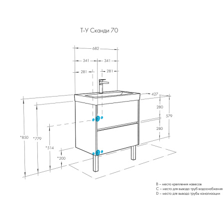 Тумба под раковину Акватон Сканди 70 1A251801SD010 фото