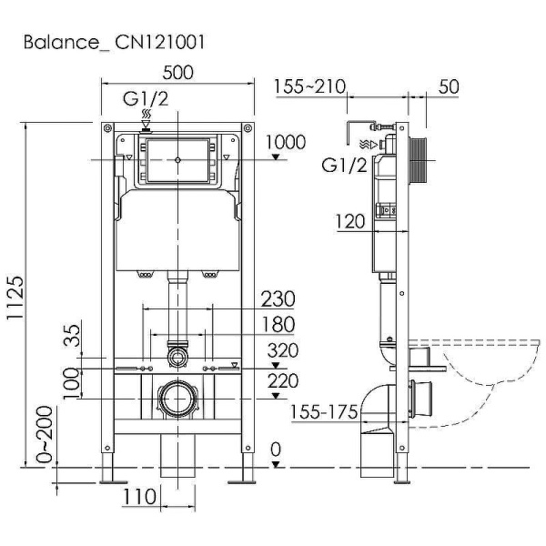 Инсталляция для подвесного унитаза  Ceramicanova Balance CN121001 фото