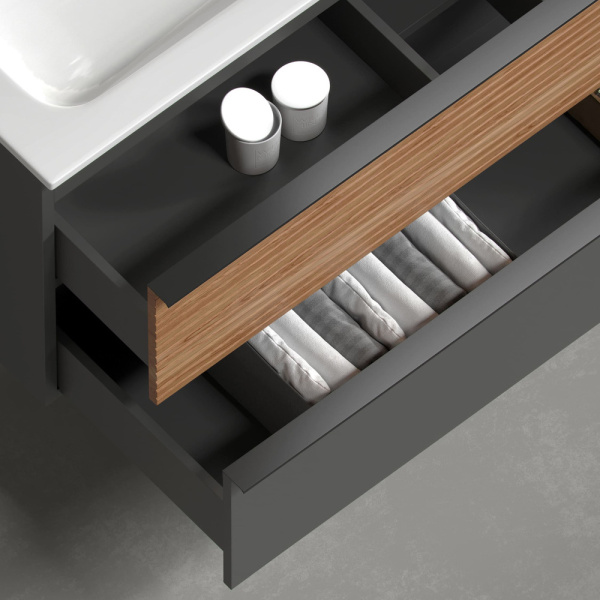 Тумба под раковину Sancos Delta DL100LGR дуб красный/графит фото