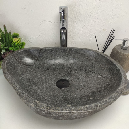 Накладная раковина из речного камня RS01379 (57*44*15) фото