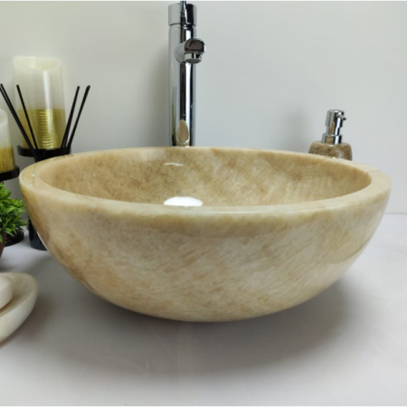 Накладная раковина из оникса Indo Bowl Yellow Small TinLip BO-00322 фото