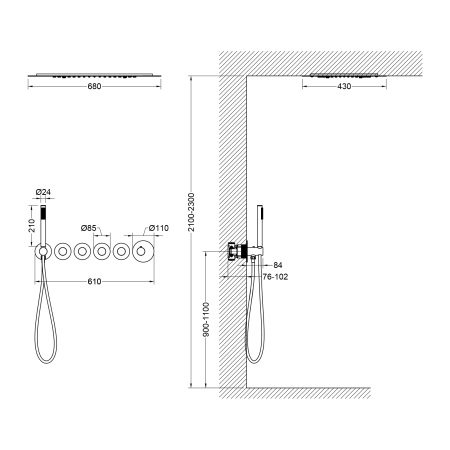 Душевая система встроенная с термостатом Timo Saona SX-2319/00SM Хром фото