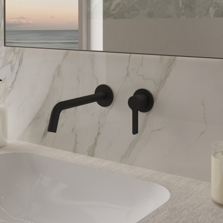 Настенный смеситель для раковины Vincea Villa VBFW-1VL1MB черный матовый фото