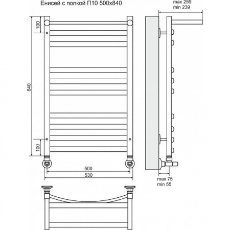 Водяной полотенцесушитель Terminus Енисей П10 4620768886706 500х840 фото