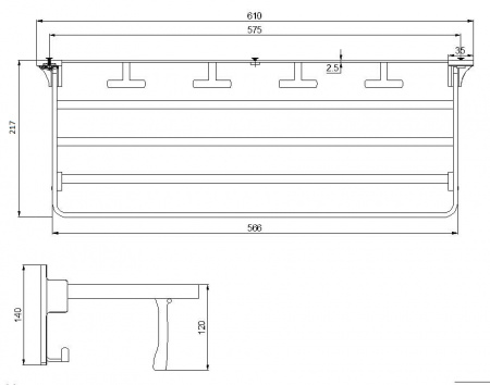 Полка для полотенец с крючками RUSH Edge ED77622 фото