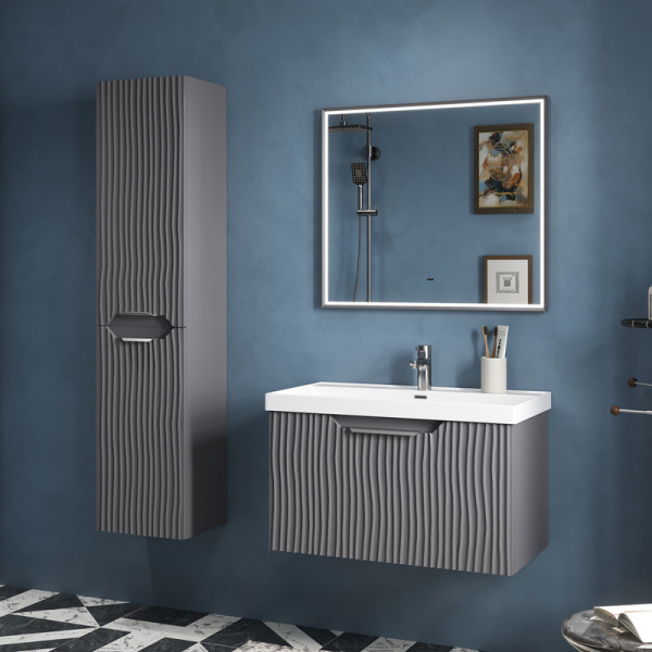 Зеркало с подсветкой, сенсорным выключателем EQUIL Mirage 80 zkMIRAGE80 серый муар фото