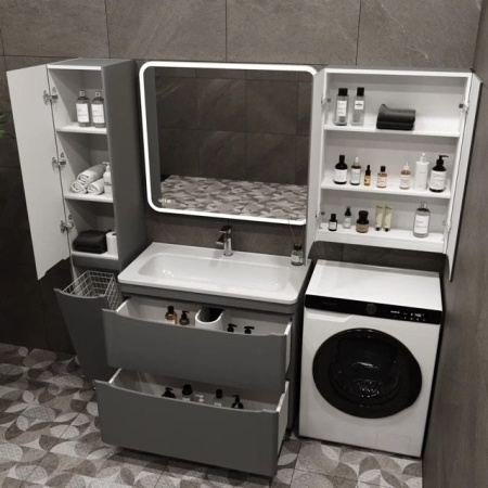 Тумба под раковину Style Line Бергамо мини 90 СС-00002362 серая фото