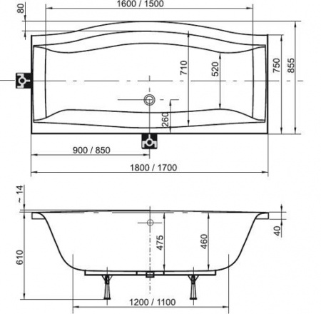 Акриловая ванна Ravak Magnolia C601000000 180x75 фото