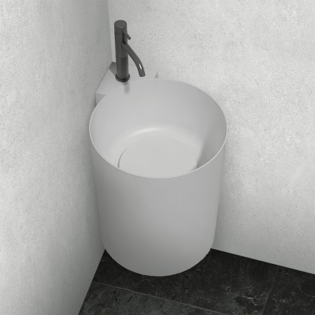 Раковина подвесная моноблок Abber Stein AS2625 угловая, белая матовая фото