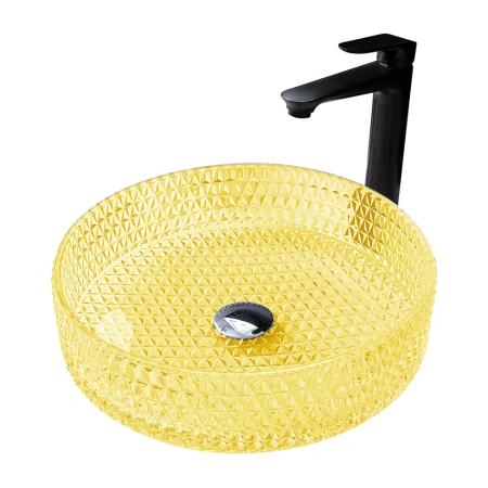 Накладная раковина стеклянная Abber Glas AK2301Y 39x39 желтая фото