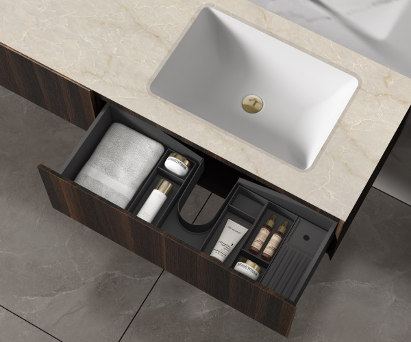 Тумба под раковину Vincea Luxe 140 VMC-4LX140WN шпон натуральный орех фото