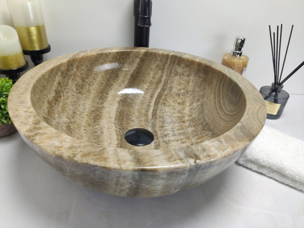 Накладная раковина из оникса Indo Bowl Sunset Medium BO-00017 фото