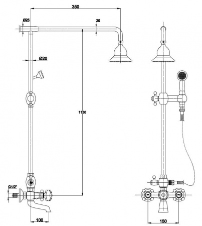 Душевая система (стойка) Kaiser 90190-3 Gold/мет фото