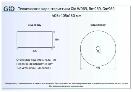 Накладная раковина GID Luxe Line Gm969 фото