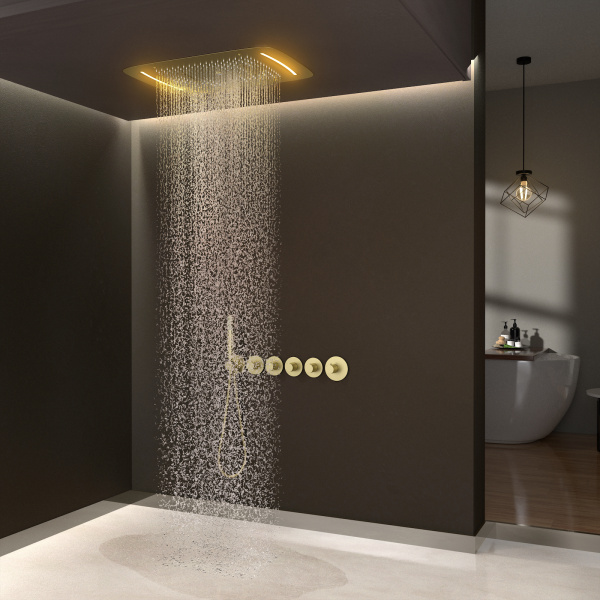 Душевая система встроенная с термостатом Timo Saona SX-2319/17SM матовое золото фото