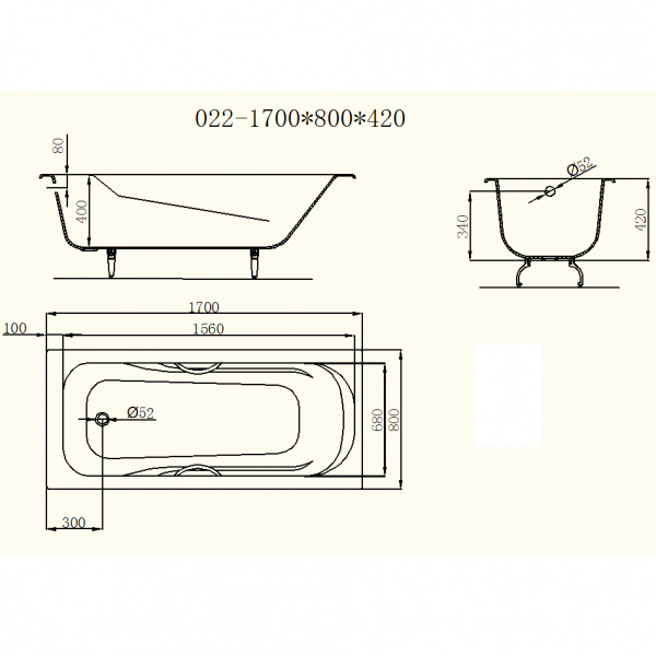 Чугунная ванна Castalia Venera 170x80 с ручками фото