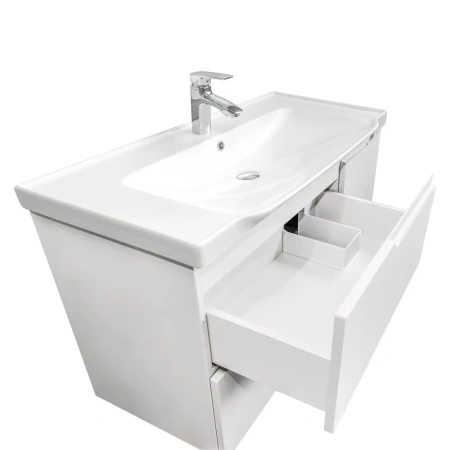Тумба с раковиной Comforty Сидней-100 00-00022910CF белая матовая фото