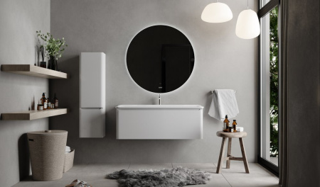 Зеркало с подсветкой и часами Jorno Solo 100 Solo.02.100/W/RL 100x100 фото