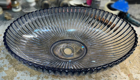 Накладная раковина стеклянная CeramaLux NC GL49-L1 51x35 голубая фото