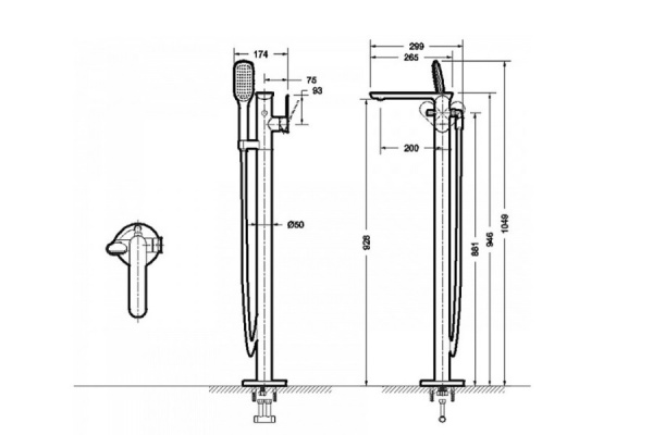 Напольный смеситель для ванны Bravat Arc F66061C-B3-ENG фото