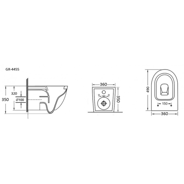 Унитаз подвесной Grossman Color GR-4455ВMS черный матовый фото