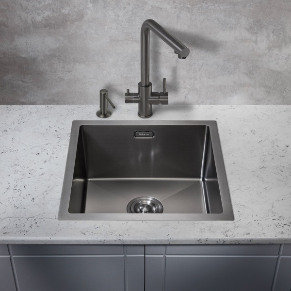 Мойка для кухни из нержавеющей стали Milacio Denia 44 Steel MC.77439 44x44 вороненая сталь фото