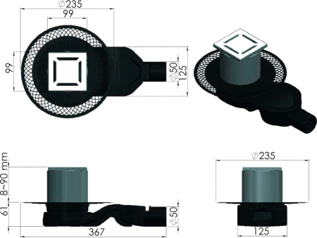 Душевой трап Berges Wasserhaus Platz Norma 091158 10x10 см, хром фото