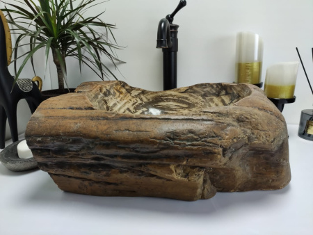 Накладная раковина из окаменелого дерева FS-0407 (54*40*17см) фото