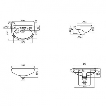 Подвесная раковина Della Glance 40 DE811040100 фото