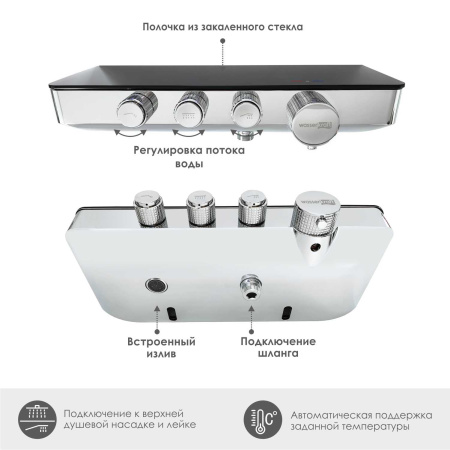 Термостатический смеситель для ванны и душа WasserKRAFT Elbe 7499 Thermo фото