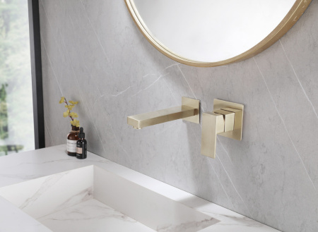 Настенный смеситель для раковины Abber Daheim AF8212G золото матовое фото