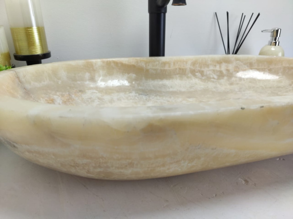 Накладная раковина из оникса Oval Sink Yellow OO-00573 (70*40*13см) фото