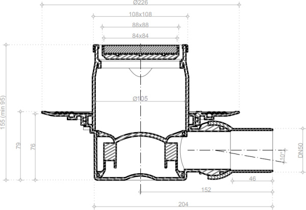 Душевой трап Pestan Confluo Standart Dry 1 White Glass 10x10 фото