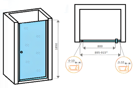 Душевая дверь Parly DE90B 90 см, черная фото