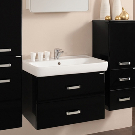 Тумба под раковину Акватон Америна 70 1A137601AM950 чёрный глянец фото