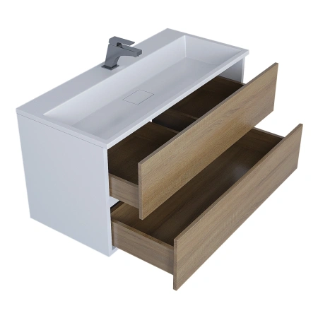 Тумба под раковину Uperwood Barsa 100 293020533 белая/дуб фото